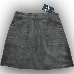 NWT One Way for LF Retro Brown Corduroy A-Line Mini Skirt AU 8 US XS